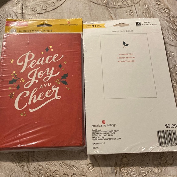 20 American Greetings Holiday Christmas cards Peace Joy & Cheer red gold foil - Picture 2 of 6